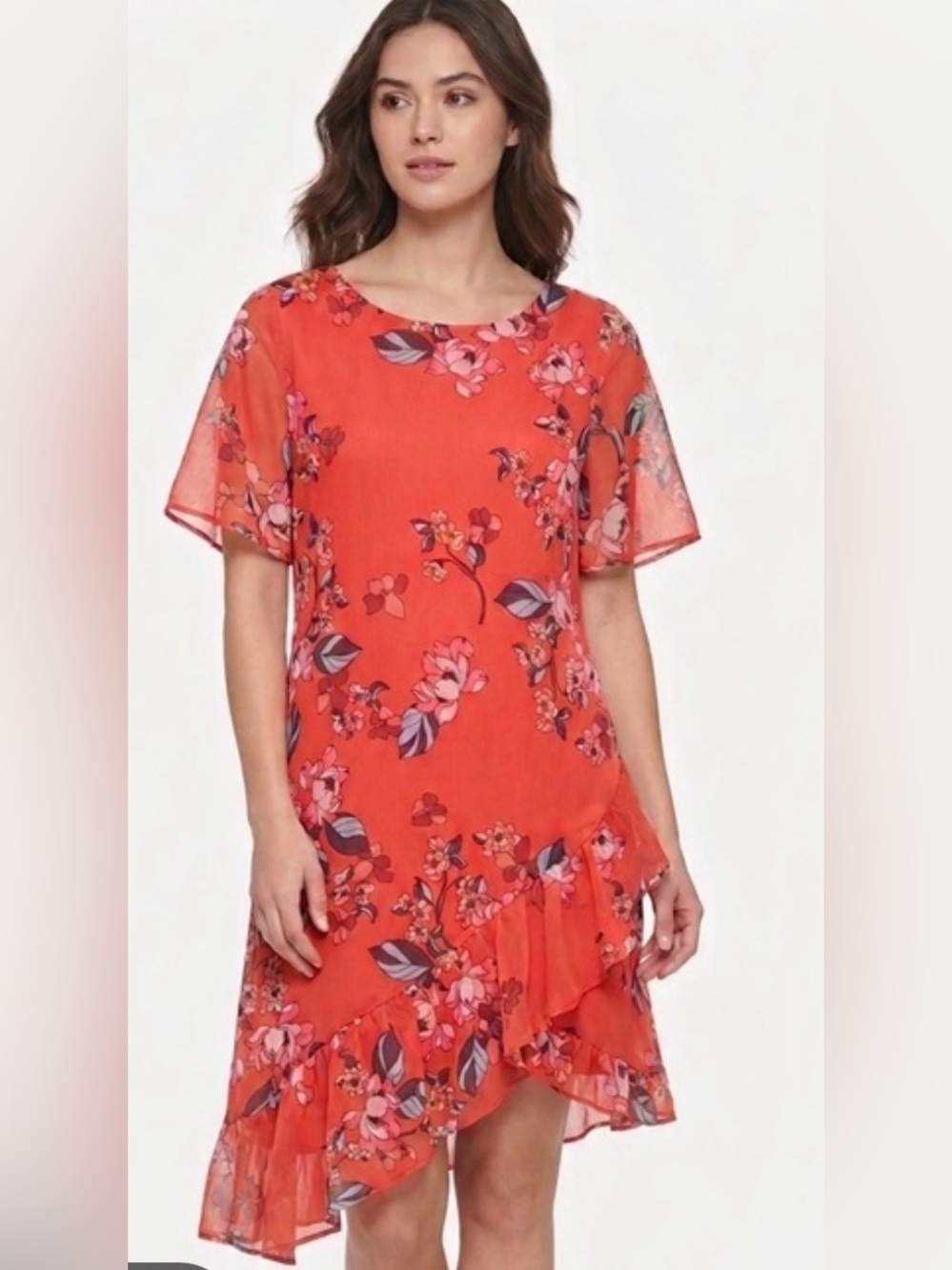 NWT A New Day Floral Ruffle Asymmetrical Dress